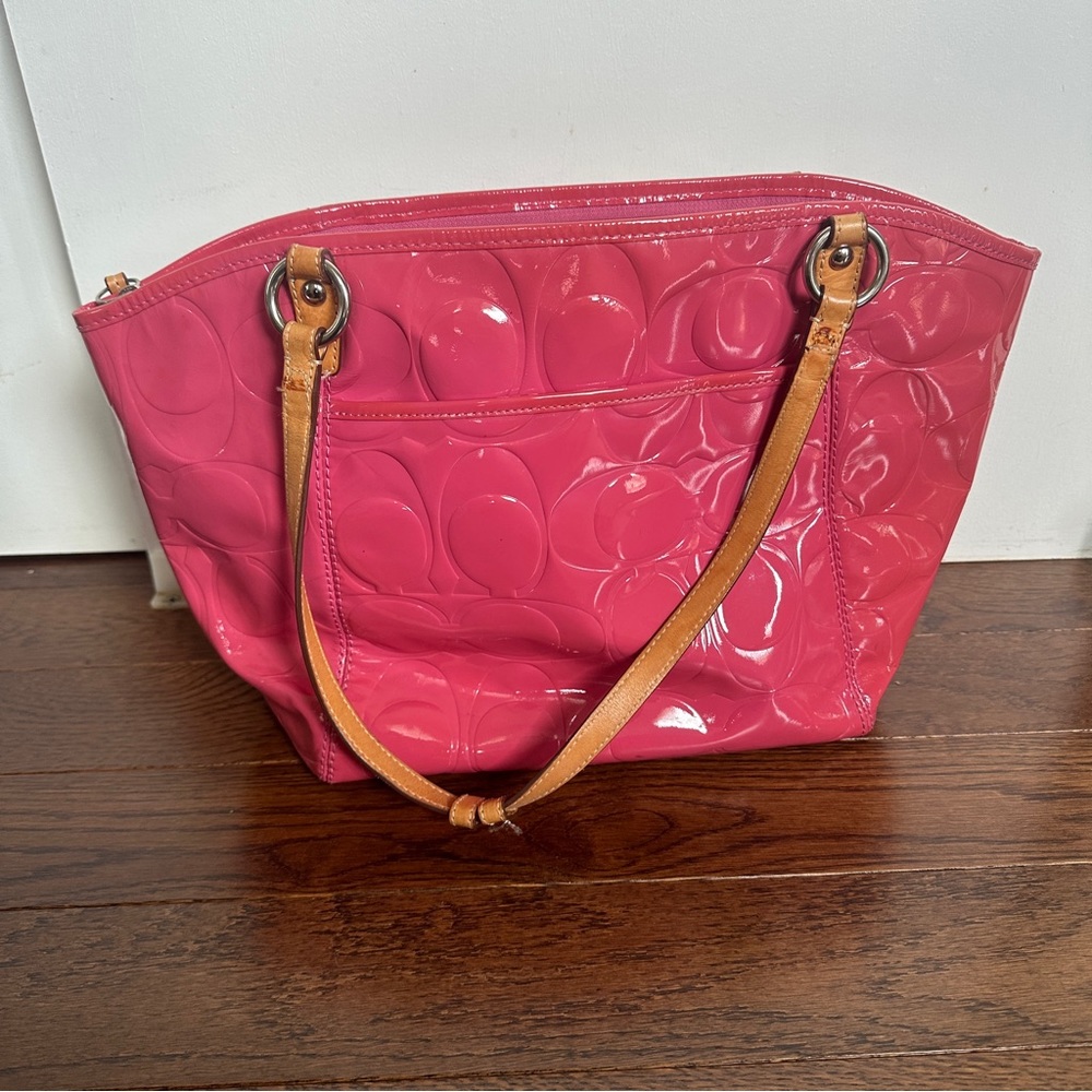 Coach pink patent leather tote — excellent condition!
